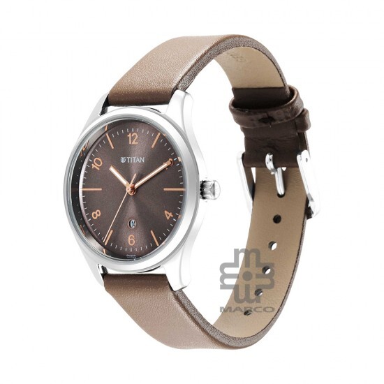 Titan Trendsetters 2639SL12 Brown Dial Leather Strap Quartz Women's Watch