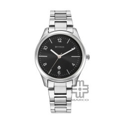 Titan Trendsetters 2639SM08 Black Dial Stainless Steel Strap Quartz Women's Watch