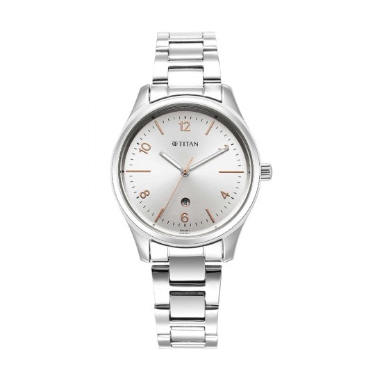 Titan Urban 2639SM09 Silver White Dial Stainless Steel Strap Quartz Women's Watch