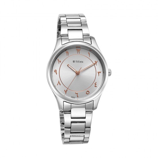 Titan Marhaba 2639SM11 Silver White Dial Stainless Steel Strap Quartz Women's Watch