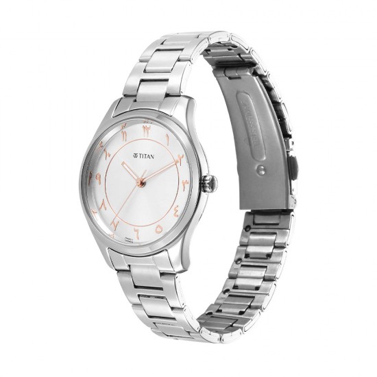 Titan Marhaba 2639SM11 Silver White Dial Stainless Steel Strap Quartz Women's Watch