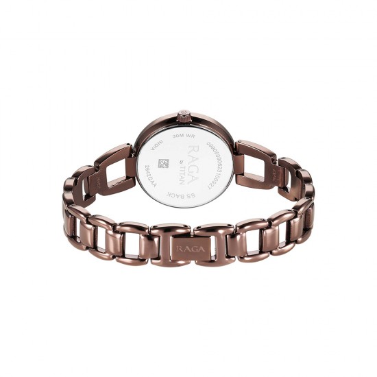 Titan Raga Viva 2642QM01 Rose Gold Dial Brown Metal Strap Quartz Women's Watch Titan Raga Viva 2642QM01 Rose Gold Dial Brown Metal Strap Quartz Women's Watch