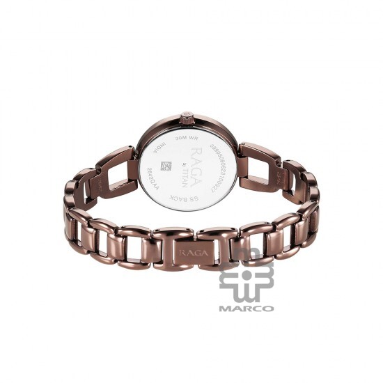Titan Raga Viva 2642QM01 Rose Gold Dial Brown Metal Strap Quartz Women's Watch