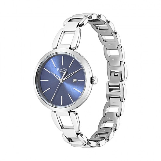 Titan Raga 2642SM02 Viva Blue Dial Metal Strap Quartz Women's Watch Titan Raga 2642SM02 Viva Blue Dial Metal Strap Quartz Women's Watch