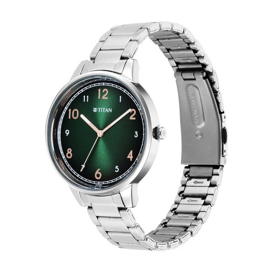 Titan Trendsetters 2648SM05 Green Dial Stainless Steel Strap Quartz Women's Watch Titan Trendsetters 2648SM05 Green Dial Stainless Steel Strap Quartz Women's Watch