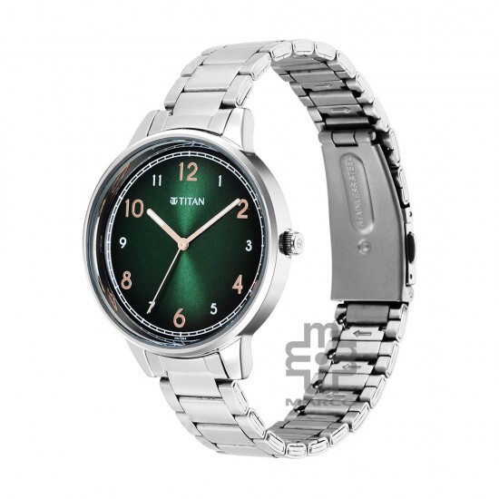 Titan Trendsetters 2648SM05 Green Dial Stainless Steel Strap Quartz Women's Watch