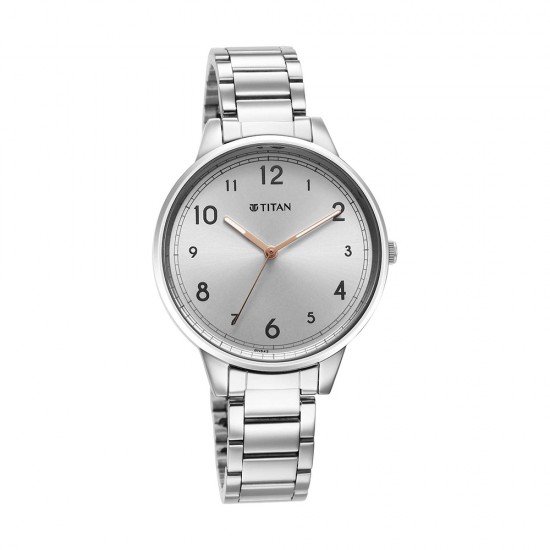 Titan Urban 2648SM07 Silver White Dial Stainless Steel Strap Quartz Women's Watch