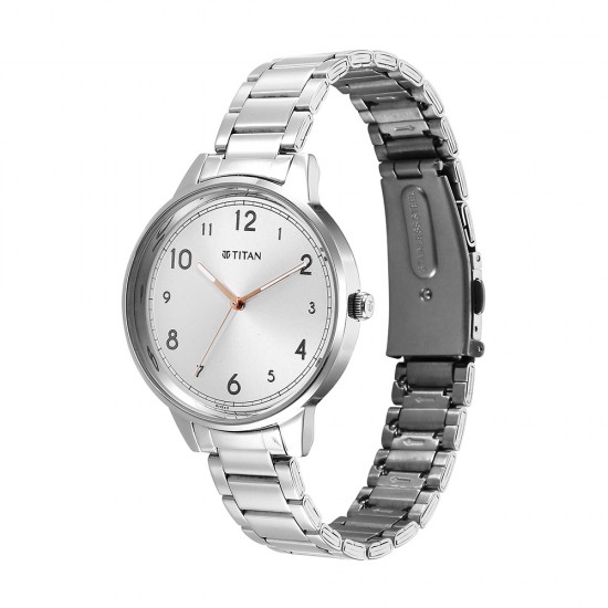 Titan Urban 2648SM07 Silver White Dial Stainless Steel Strap Quartz Women's Watch