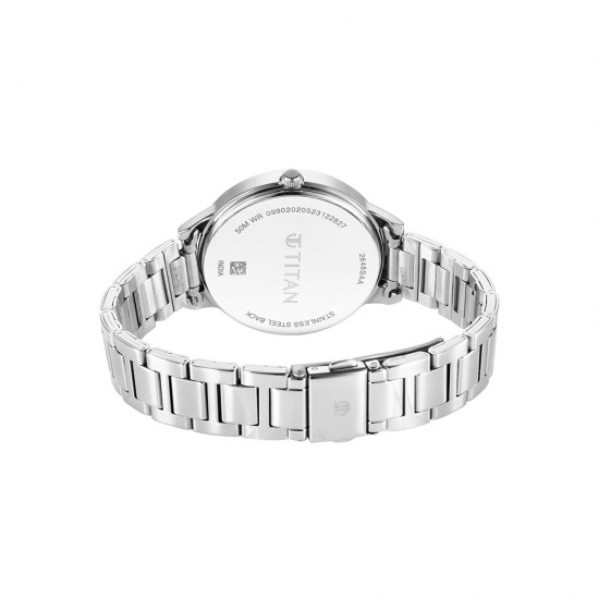 Titan Workwear 2648SM09 White Dial Stainless Steel Strap Quartz Women's Watch