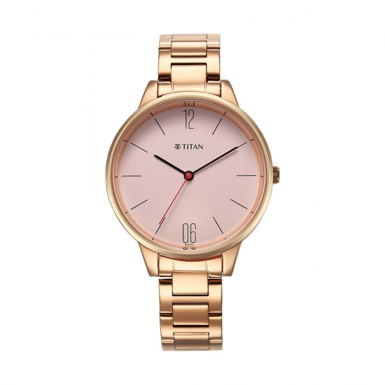 Titan Workwear 2648WM04 Rose Gold Dial Stainless Steel Strap Quartz Women's Watch