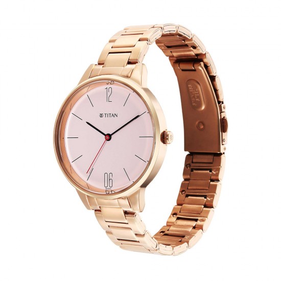Titan Workwear 2648WM04 Rose Gold Dial Stainless Steel Strap Quartz Women's Watch