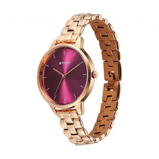 Titan Neo 2648WM11 Maroon Dial Stainless Steel Strap Quartz Women's Watch