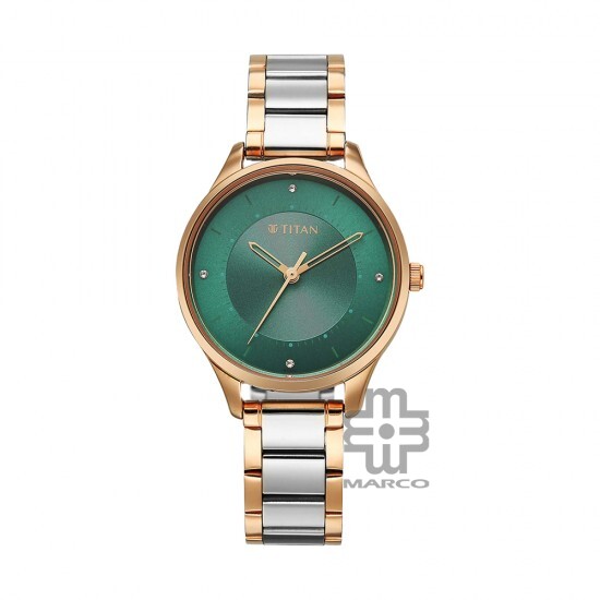 Titan Workwear 2649KM04 Green Dial Stainless Steel Strap Quartz Women's Watch