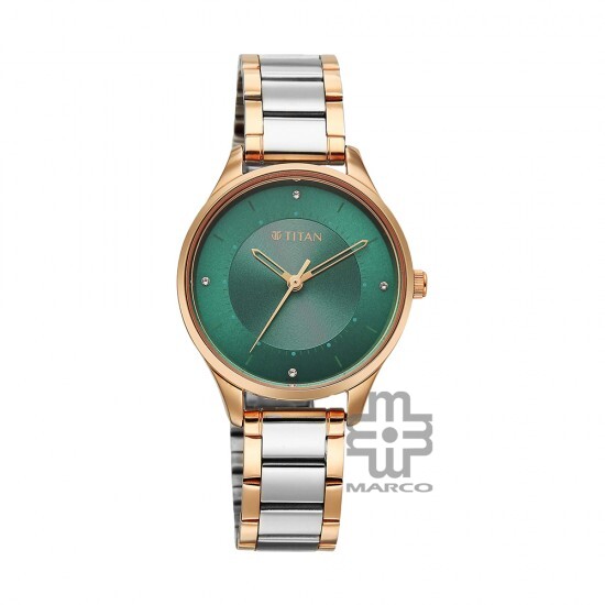 Titan Workwear 2649KM04 Green Dial Stainless Steel Strap Quartz Women's Watch