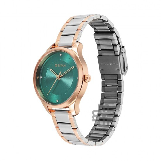Titan Workwear 2649KM04 Green Dial Stainless Steel Strap Quartz Women's Watch