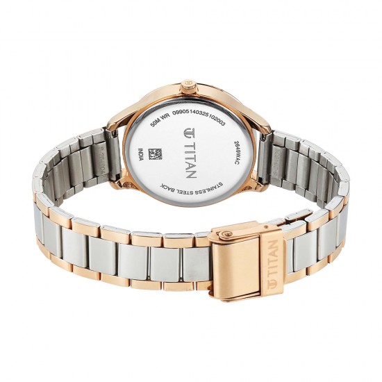 Titan Workwear 2649KM04 Green Dial Stainless Steel Strap Quartz Women's Watch