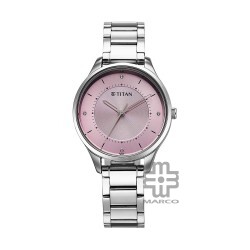 Titan Quartz 2649SM07 Pink Dial Stainless Steel Strap Women Watch