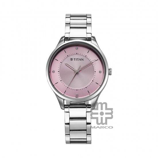 Titan Quartz 2649SM07 Pink Dial Stainless Steel Strap Women Watch
