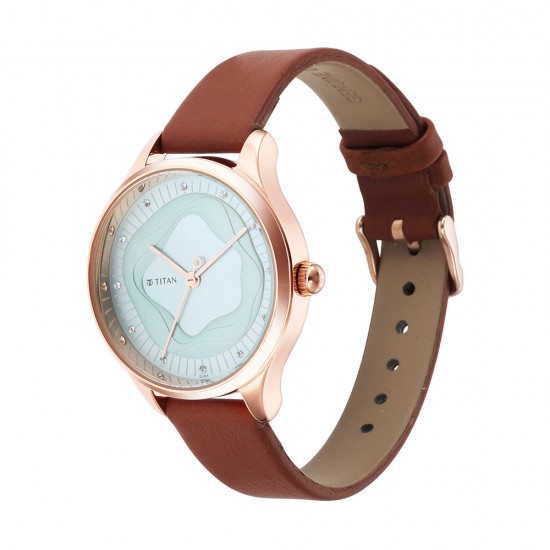 Titan Wander 2649WL02 Blue Dial Leather Strap Quartz Women's Watch