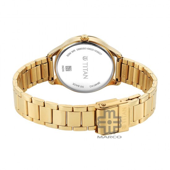Titan Quartz 2649YM05 White Dial Stainless Steel Strap Women Watch