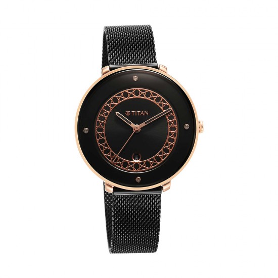 Titan Marhaba 2651KM06 Black Dial Stainless Steel Strap Quartz Women's Watch