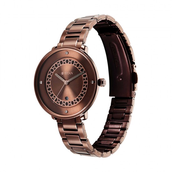 Titan Marhaba 2651QM03 Brown Dial Stainless Steep Strap Quartz Women's Watch Titan Marhaba 2651QM03 Brown Dial Stainless Steep Strap Quartz Women's Watch