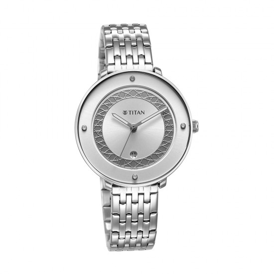 Titan Marhaba 2651SM05 White Dial Stainless Steel Strap Quartz Women's Watch