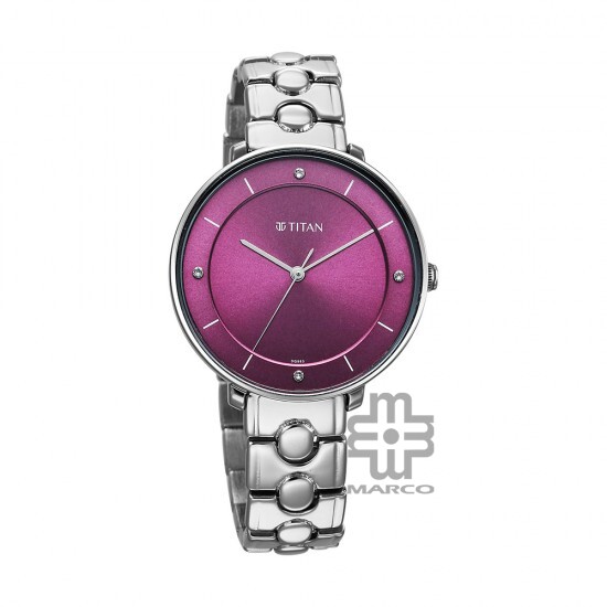 Titan Workwear 2651SM09 Maroon Dial Stainless Steel Strap Quartz Women's Watch