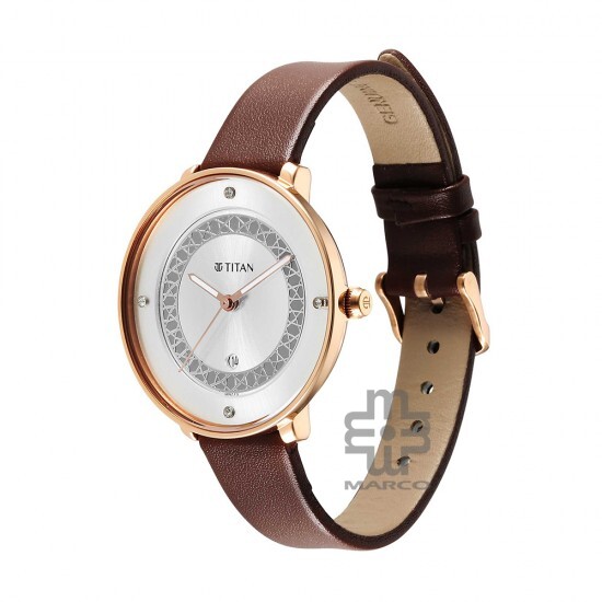 Titan Marhaba 2651WL11 White Dial Leather Strap Quartz Women's Watch