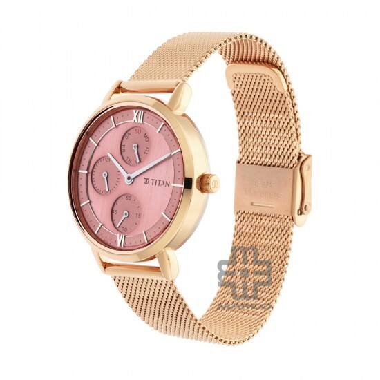 Titan Workwear 2652WM01 Rose Gold Dial Metal Strap Quartz Women's Watch