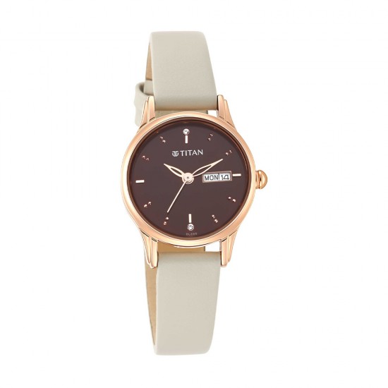 Titan Lagan 2656WL01 Brown Dial Leather Strap Quartz Women's Watch