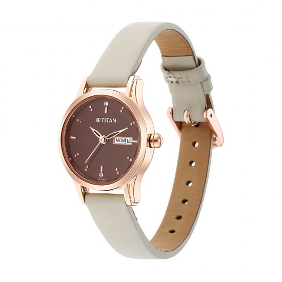 Titan Lagan 2656WL01 Brown Dial Leather Strap Quartz Women's Watch