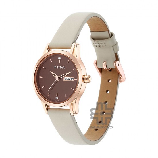 Titan Lagan 2656WL01 Brown Dial Leather Strap Quartz Women's Watch