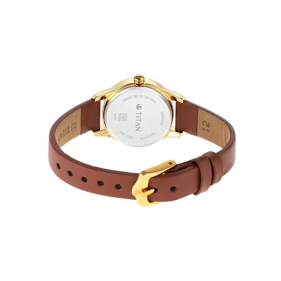 Titan Lagan 2656YL01 White Dial Leather Strap Quartz Women's Watch
