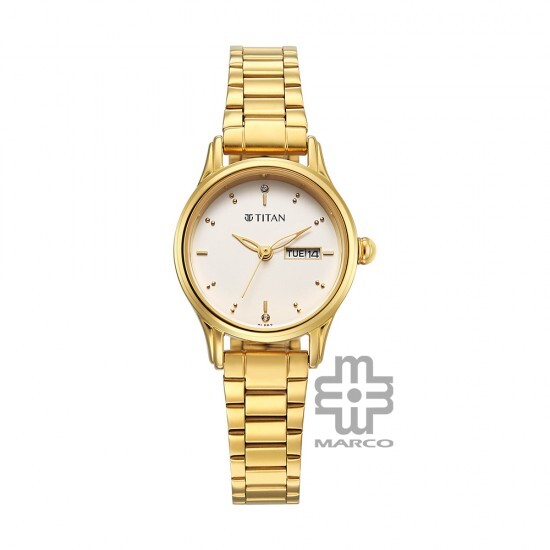 Titan Lagan 2656YM02 Gold Dial Stainless Steel Strap Quartz Women's Watch