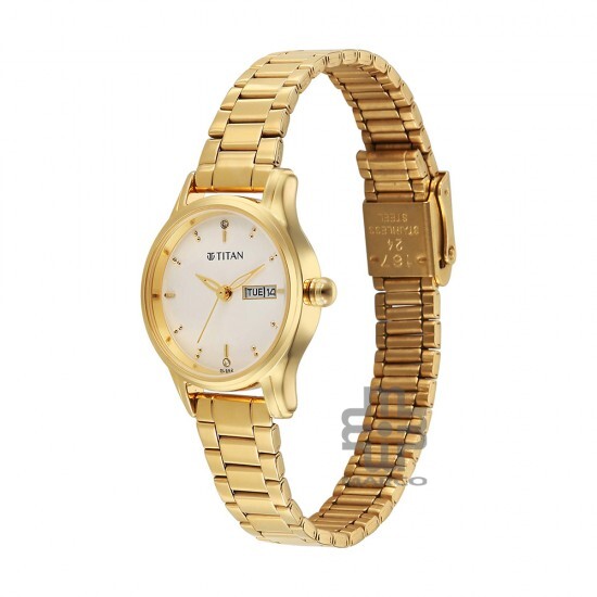 Titan Lagan 2656YM02 Gold Dial Stainless Steel Strap Quartz Women's Watch