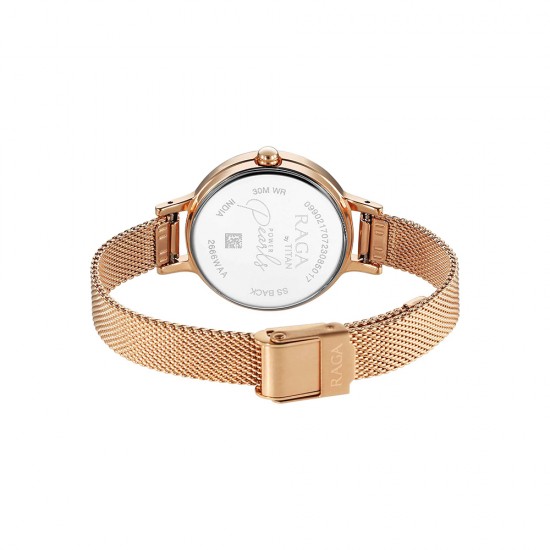 Titan Raga Power Pearls 2666WM01 Mother of Pearl Dial Metal Strap Quartz Women's Watch