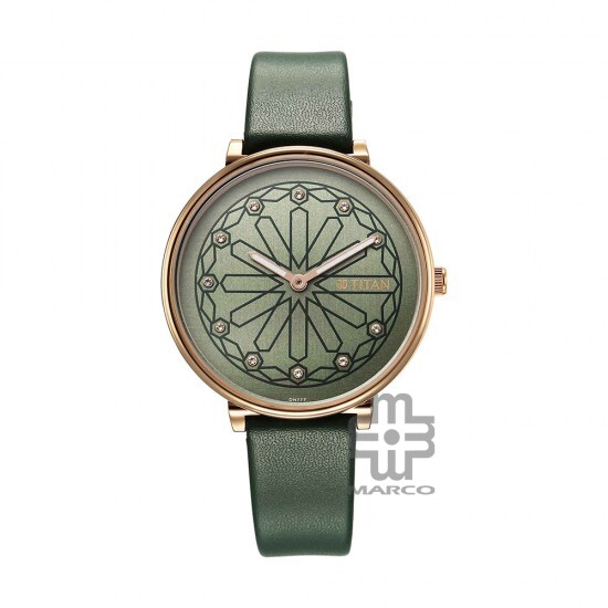 Titan Marhaba 2673WL01 Green Dial Leather Strap Quartz Women's Watch