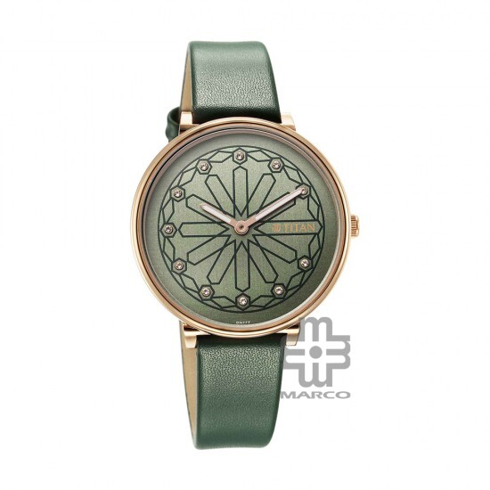 Titan Marhaba 2673WL01 Green Dial Leather Strap Quartz Women's Watch