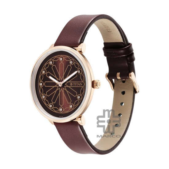 Titan Marhaba 2673WL02 Brown Dial Leather Strap Quartz Women's Watch
