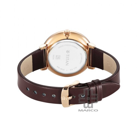 Titan Marhaba 2673WL02 Brown Dial Leather Strap Quartz Women's Watch