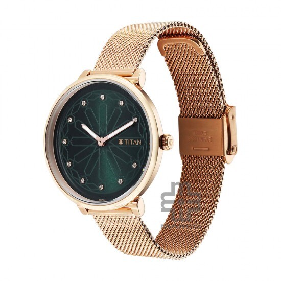 Titan Marhaba 2673WM03 Green Dial Stainless Steel Strap Quartz Women's Watch