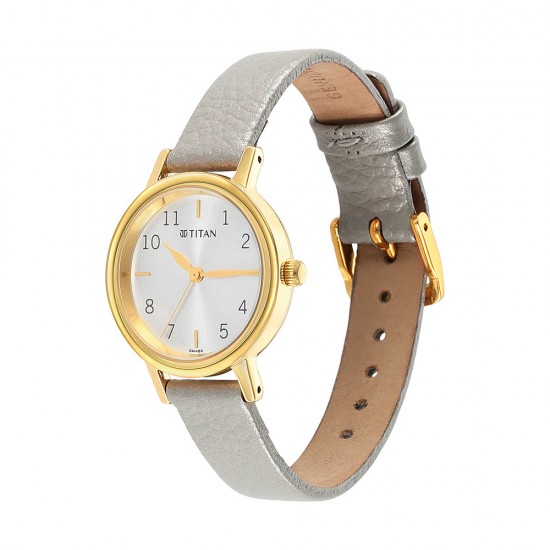 Titan Karishma 2678YL01 Grey Dial Leather Strap Quartz Women's Watch