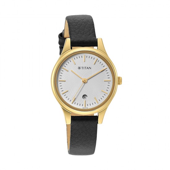 Titan Karishma 2679YL01 White Dial Leather Strap Quartz Women's Watch