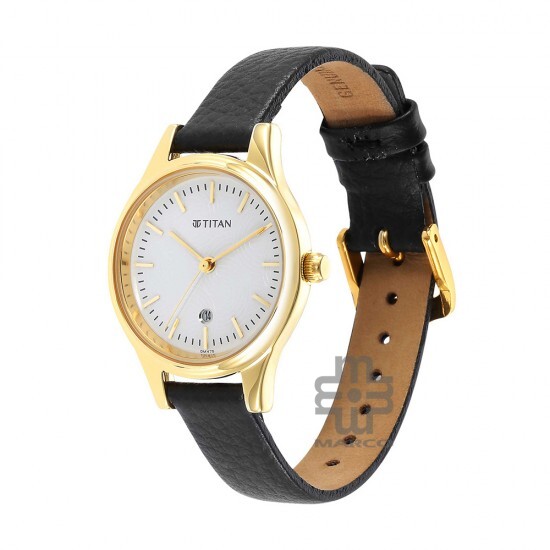 Titan Karishma 2679YL01 White Dial Leather Strap Quartz Women's Watch