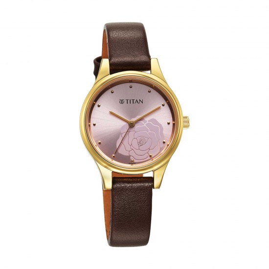 Titan Karishma 2679YL02 Pink Dial Leather Strap Quartz Women's Watch