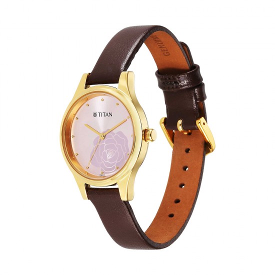 Titan Karishma 2679YL02 Pink Dial Leather Strap Quartz Women's Watch