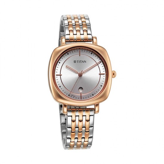 Titan Shaped Case 2730KM01 Silver Dial Metal Strap Quartz Women's Watch Titan Shaped Case 2730KM01 Silver Dial Metal Strap Quartz Women's Watch
