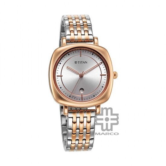 Titan Shaped Case 2730KM01 Silver Dial Metal Strap Quartz Women's Watch