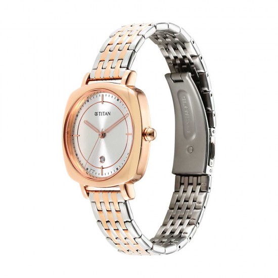 Titan Shaped Case 2730KM01 Silver Dial Metal Strap Quartz Women's Watch Titan Shaped Case 2730KM01 Silver Dial Metal Strap Quartz Women's Watch